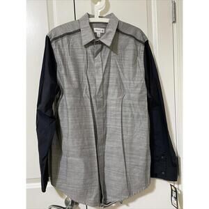 NWT3.1 PHILLIP LIM for Target Gray Black COLOR BLOCK Button Front SHIRT | Size L